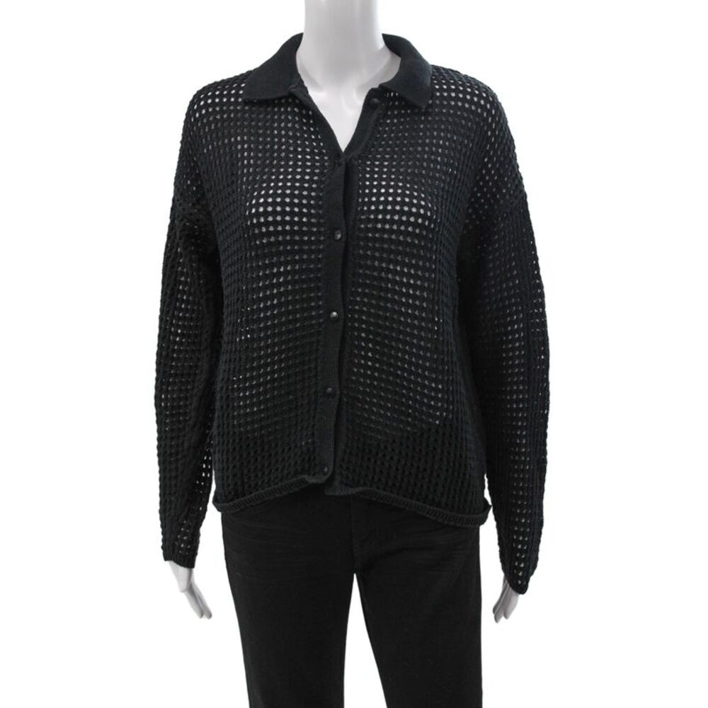 Madewell Unisex Black Cotton Collared Cardigan Long Sleeve Button Size M - Picture 1 of 5